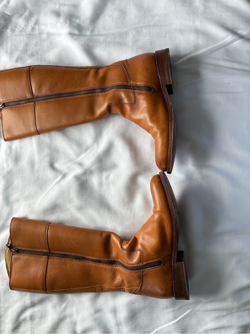 Frye Women's Tall Riding Boots in Cognac Brown Leather - Picture 2 of 7